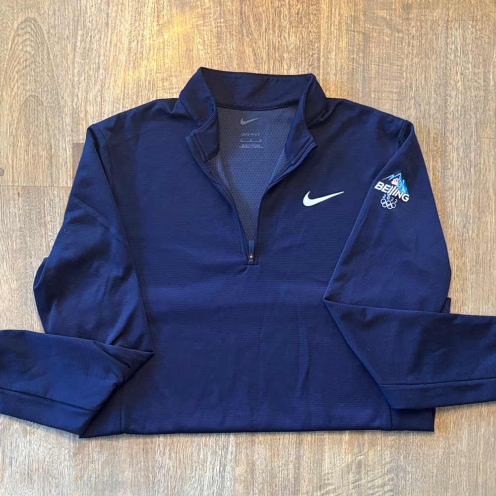 Nike Navy Half-Zip Pullover with Beijing Olympics logo